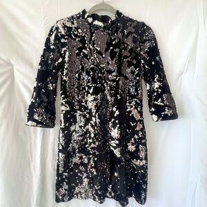 Zara Trafaluc Black Tie Sequin Velvet Mini Dress Party S Evening Cocktail
